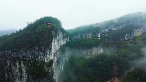 Clouds Over Towering Karst Canyons - Three Natural Bridges - Wulong District - Stock Footage 340931560