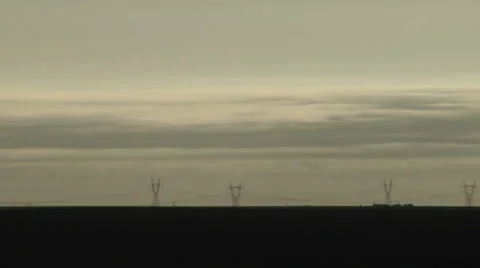 Clouds Over Transmission Lines Stock Footage 54737649