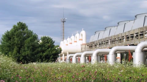 Clouds Over TwoInstallations Timelapse Stock Footage 8659539