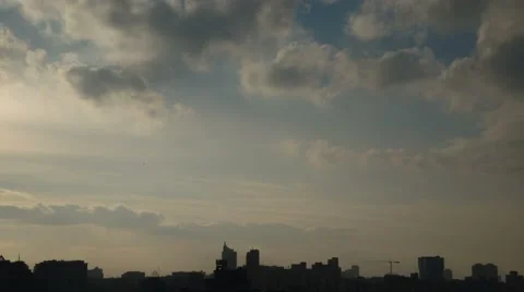 Clouds Over Urbanscape Time Lapse At 4K Stock Footage 49739057