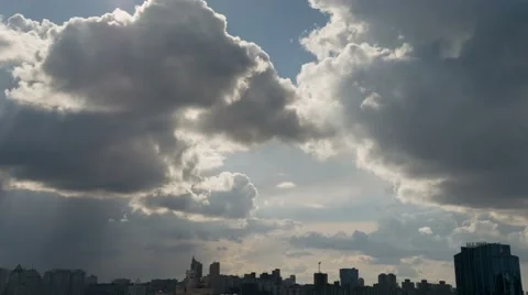 Clouds Over Urbanscape Time Lapse At 4K Stock Footage 49741035