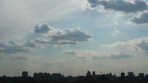 Clouds Over Urbanscape Time Lapse At 4K Stock Footage 49743248