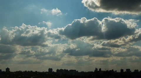 Clouds Over Urbanscape Time Lapse At 4K Stock Footage 49743406