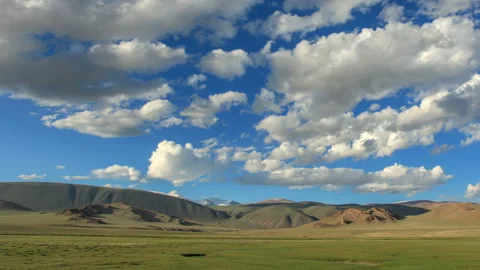 Clouds over the valley of the Tolbo, Mongolia. Full HD Video stock 94648057