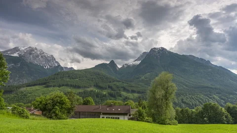 Clouds over Watzmann, Hochkalter and Reiteralpe Stock Footage 168151329