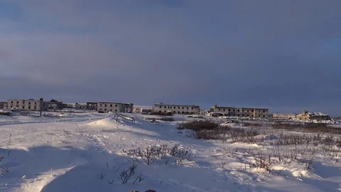 Clouds over winter ruins Stock Footage 82431457