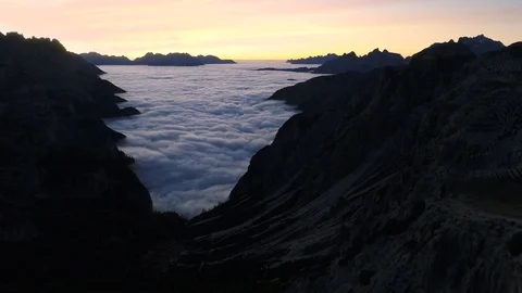 Clouds overgrown valley in the Dolomites Stock Footage 104162961