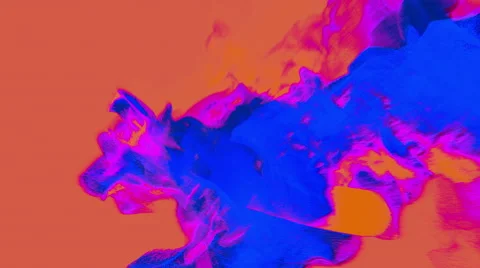 Clouds of particles on orange background, 3D animation, looping Stockbeeldmateriaal 64997506