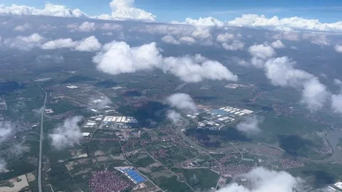 Clouds Parting Over an Aerial Landscape Near Hanoi, Vietnam Video stock 342590774