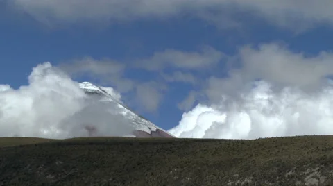 Clouds Pass in Front of Cotopaxi Stock Footage