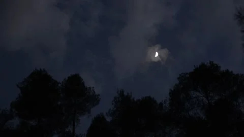 Clouds pass in night Stock-Footage 139464049