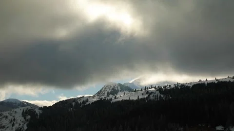 Clouds pass over the Ilgaz Mountains, tele shot Stock Footage 246693440