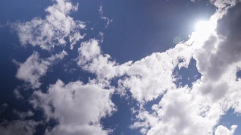 Clouds pass over the sun in the sky Stock Footage 92364706