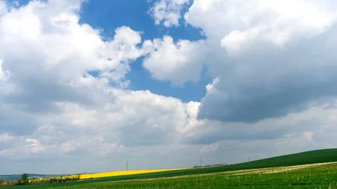 Clouds passing above rural fields in South Moravia. Stock Footage 107970826