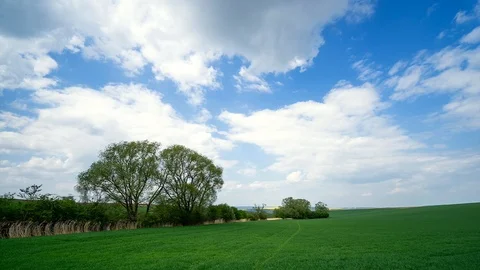 Clouds passing above rural fields in South Moravia. Stock Footage 107971299