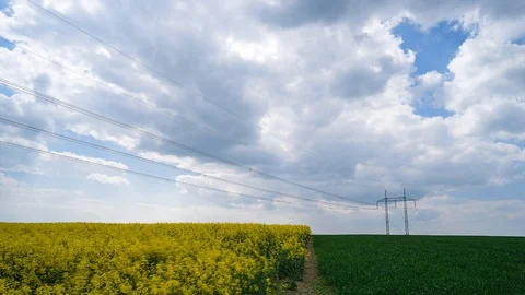 Clouds passing above rural fields in South Moravia. Stock Footage 107971476