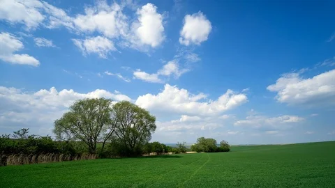Clouds passing above rural fields in South Moravia. Stock Footage 107971660