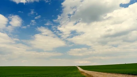 Clouds passing above rural fields in South Moravia. Stock Footage 107972816