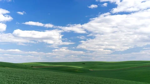 Clouds passing above rural fields in South Moravia, Czech Republic. Stock Footage 129663607