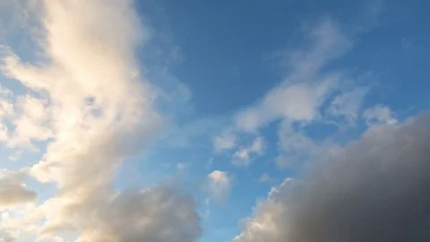 Clouds Passing Across a Blue Sky Between Sunset and Dusk Video stock 76853538