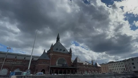 Clouds passing by Copenhagen main train station  Stock Footage 158999270