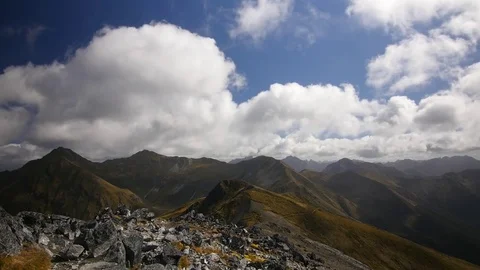 Clouds passing by from Mount Luxmore in Fiordland National Park Stock Footage 78051377