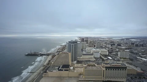 Clouds passing over Atlantic City New Jersey in a 4k Time Lapse Stock Footage 124390040