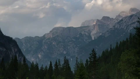 Clouds Passing Over Dolomite Peaks, Italy Timelapse Stock Footage 341054868