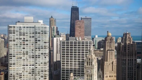 Clouds Passing Over Downtown Chicago Video stock 76644214