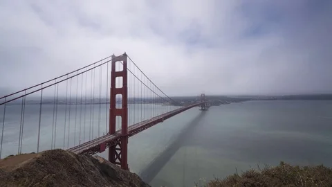 Clouds passing over Golden Gate Bridge Stock Footage 78907300