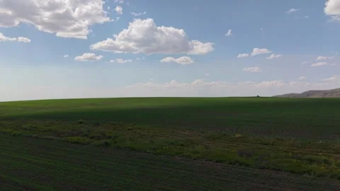 Clouds passing over green field creating moving shadows Video stock 312160160