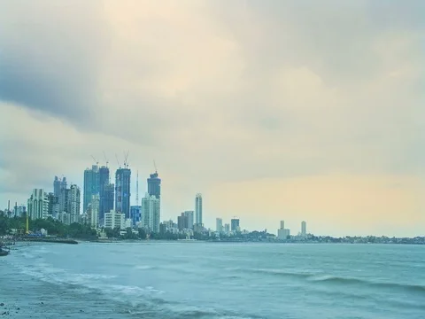 Clouds passing over the Indian city sky scrappers, Mumbai, india Stock Footage 77963438