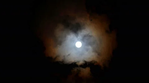 Clouds Passing Over Moon 4K UHD Stock Footage 58121721