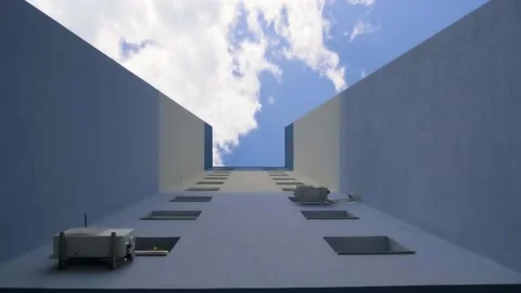 Clouds passing over residential area in city. Time lapse .-Low angle view Stock Footage 132447765