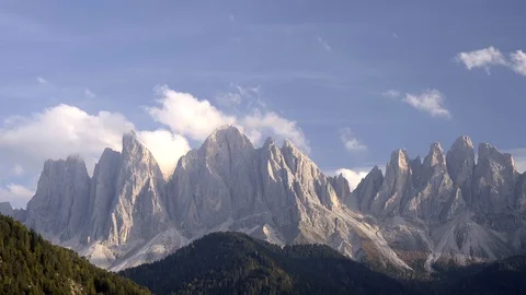 Clouds passing over rocky peaks in Italian Dolomites. Stock Footage 98242867