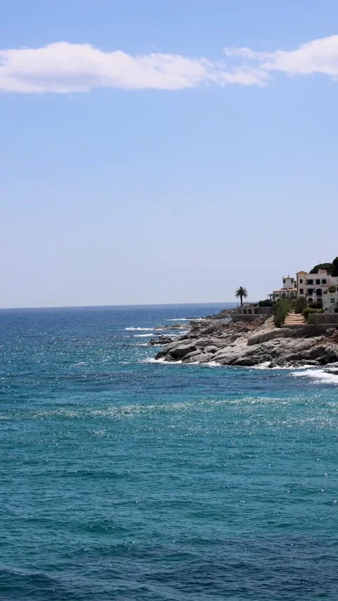 Clouds passing over S'Agaró, Costa Brava in Spain Stock Footage 319542579