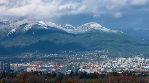 Clouds passing over Vancouver in a fall timelapse Stock Footage 149378506