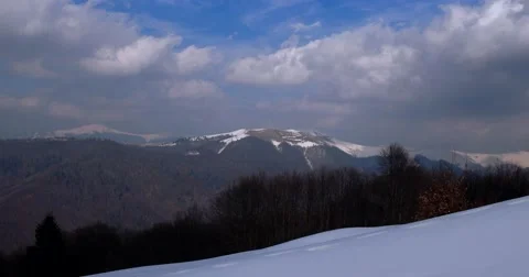 Clouds Passing by Over Winter Landscape in Carpathian. Video stock 61743717
