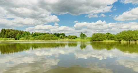 Clouds passing on sky over a lake Stock Footage 195323713