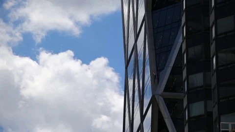 Clouds Passing Skyscraper Stock Footage 77110779