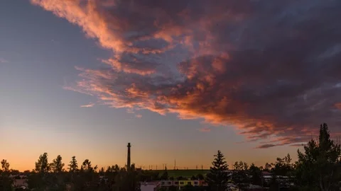 Clouds passing by on sunset sky time lapse Stock Footage 245542189