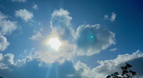 Clouds passing under a sunny blue sky. Stock Footage 230194384