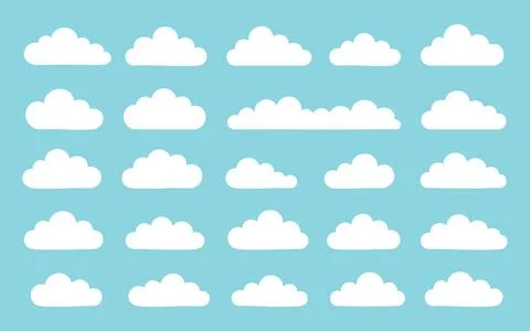 Clouds pattern sky blue cumulus cute seamless copyspace icons overcast morning Stock Illustration