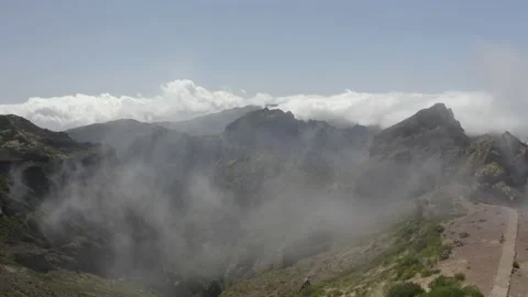 Clouds in Pico do Areeiro, Madeira Stock Footage 142579611