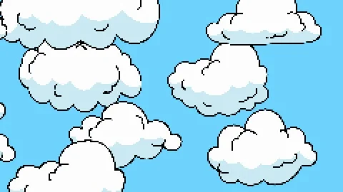 Clouds pixel 8bit inspired by old video games, 1990, 1980, vintage background Stock Footage 127961686