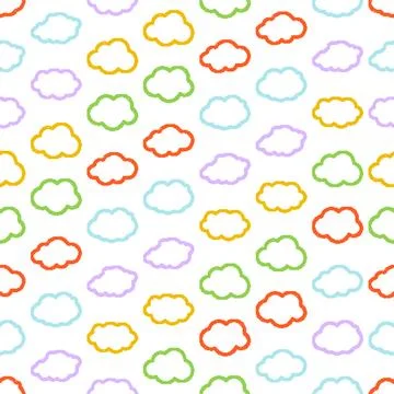 Clouds Pixel Dithered Seamless Pattern. Vector seamless dithering pixel sty.. Stock Illustration