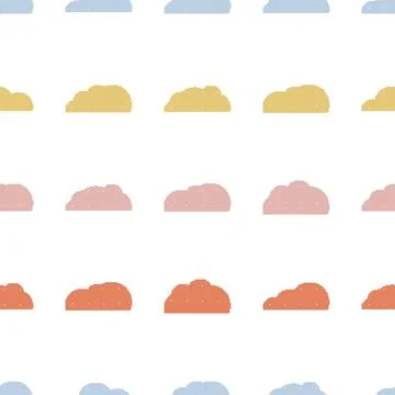 Clouds Pixel Dithered Seamless Pattern. Vector seamless dithering pixel sty.. Stock Illustration