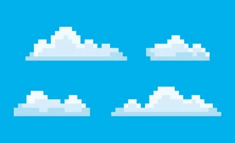 Clouds Pixel Game Graphics 8 Bit Sky Smoke Vector Stock Illustration