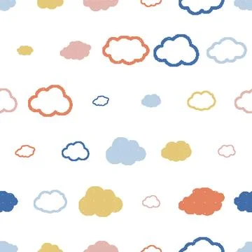 Clouds Pixelated Seamless Pattern. Vector seamless dithering pixel style pa.. Stock Illustration