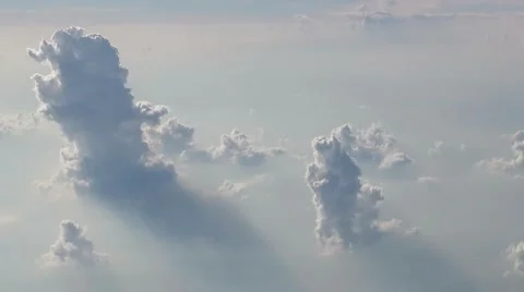 Clouds from Plane with shadow Stock Footage
